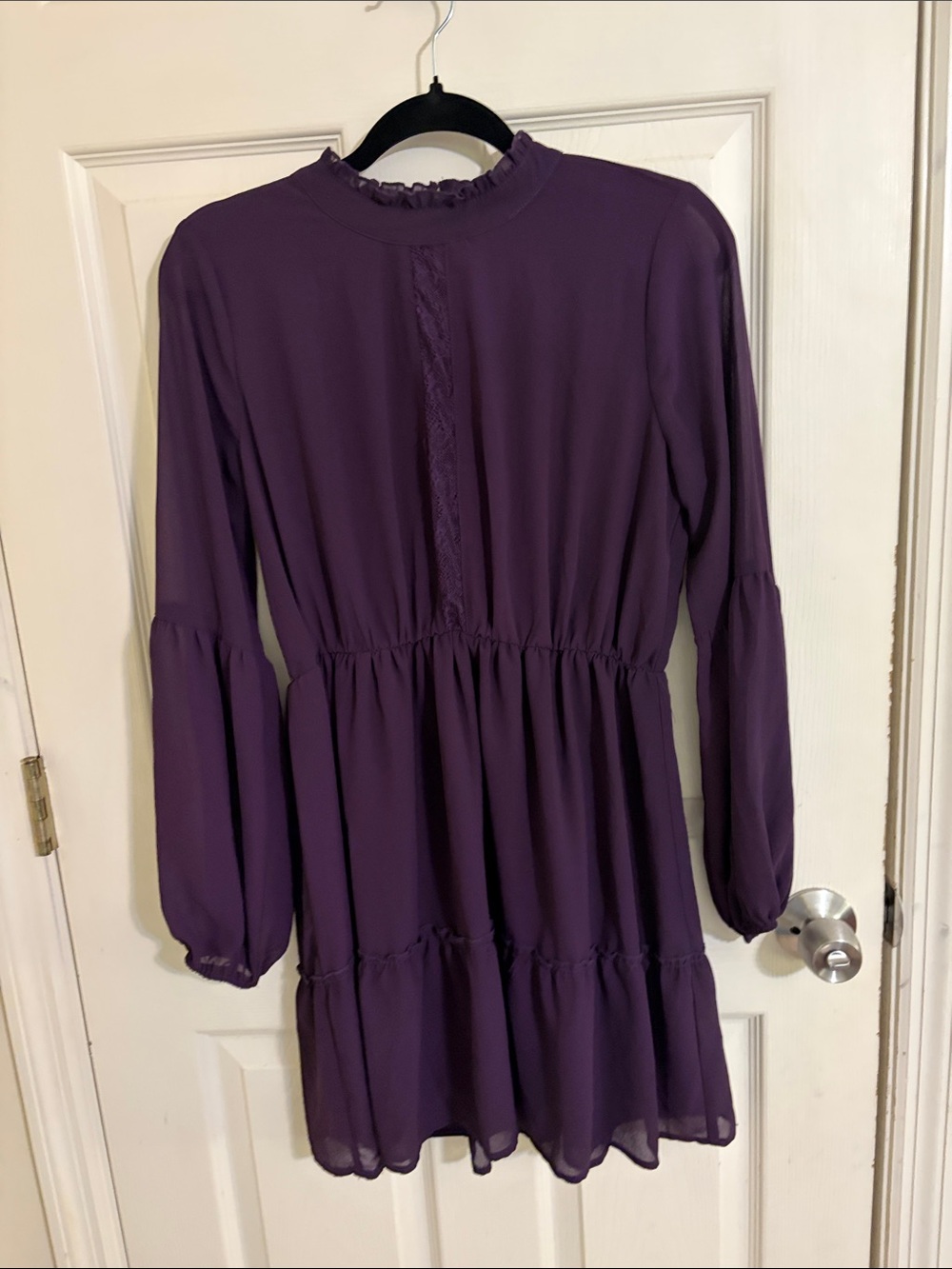 Women’s Purple Long Sleeve Tiered Dress